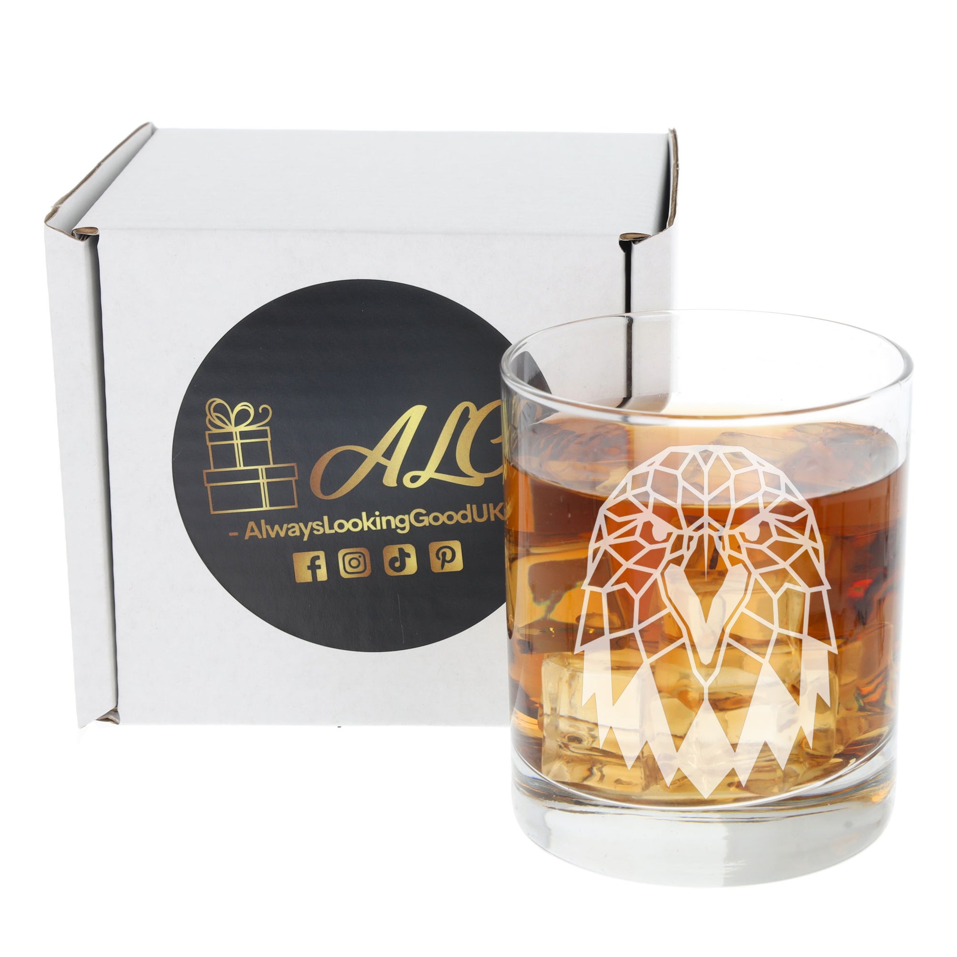 Whisky Glass Engraved with Eagle   - Always Looking Good -   