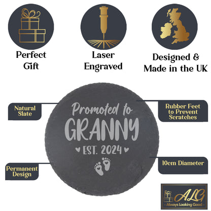 Pregnancy Announcement Gift - “Promoted To...” Engraved Wine Glass