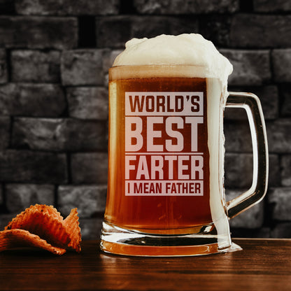 Best Farter I Mean Father Beer Stein Glass & Slate Coaster Gift