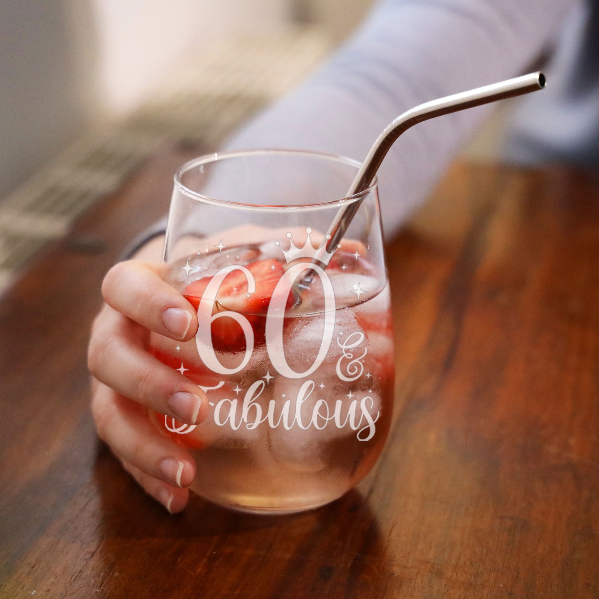 60 & Fabulous Engraved Stemless Gin Glass and/or Coaster Set  - Always Looking Good -   