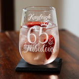 Age and Fabulous Engraved Stemless Gin Glass – Milestone Birthday Gift (18–100)