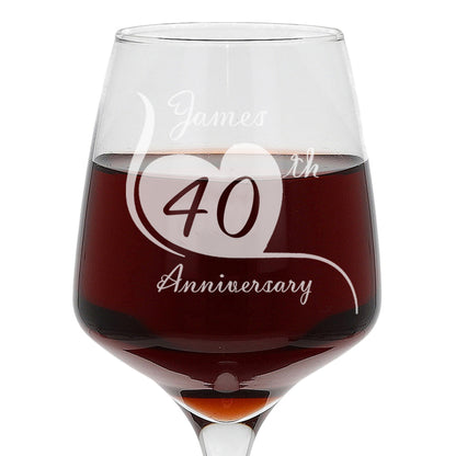 Wine Glass Gift Set For Wedding Anniversary, Engraved Any Year