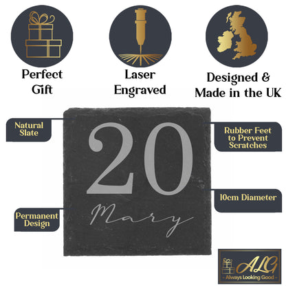 Personalised Engraved Name & Age Gin Glass Gift Set For Birthday Present