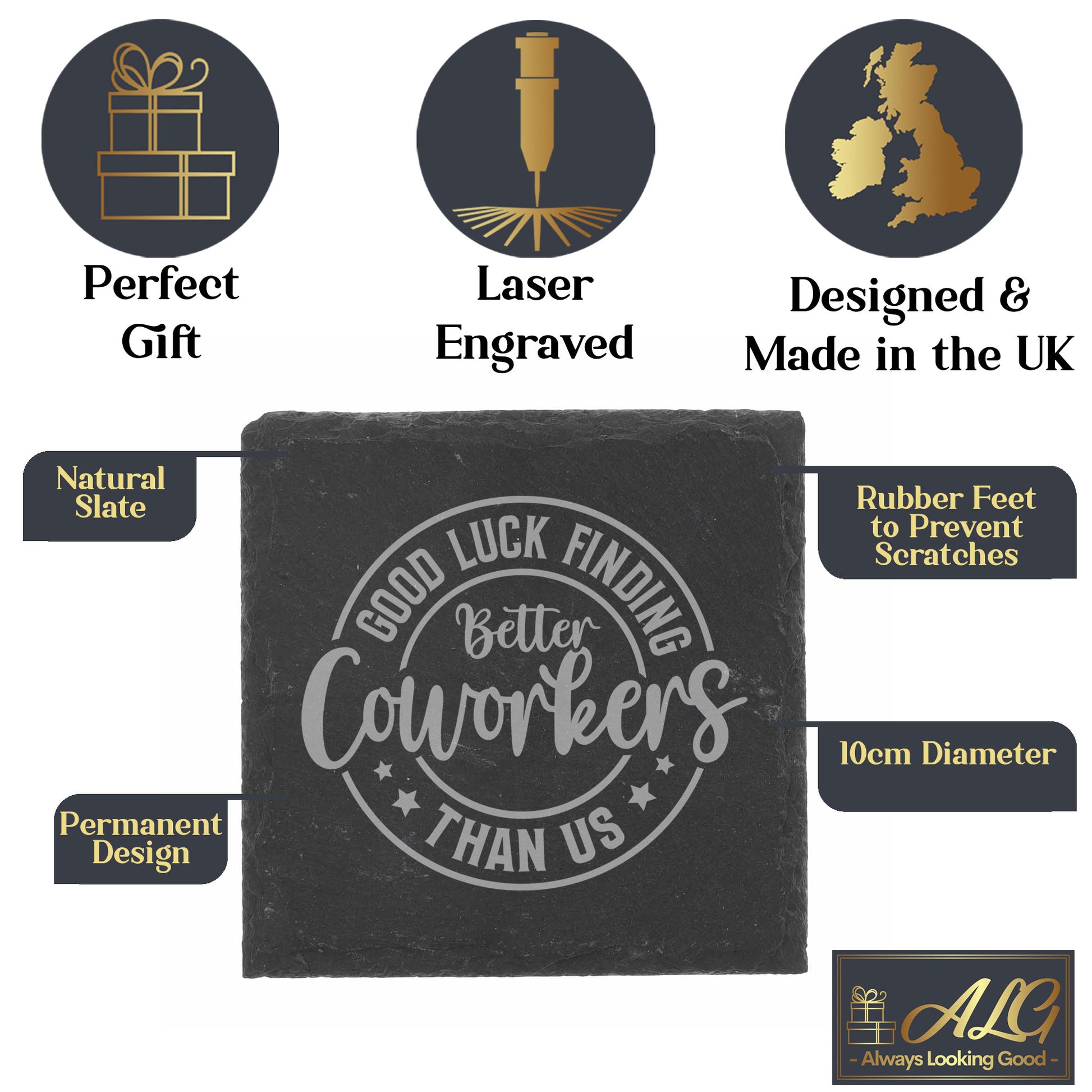 “Better Coworker” Engraved Whisky Glass & Coaster – Coworker Gift
