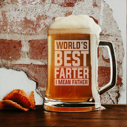 Best Farter I Mean Father Beer Stein Glass & Slate Coaster Gift