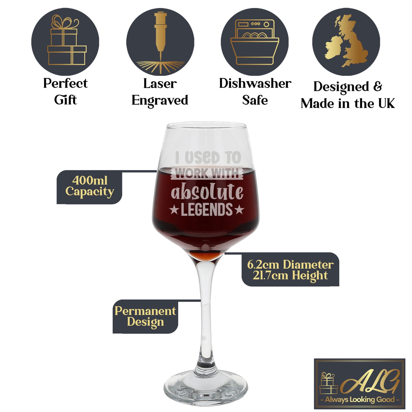 I Used To Work With Absolute Legends Engraved Wine Glass & Coaster -Leaving Gift