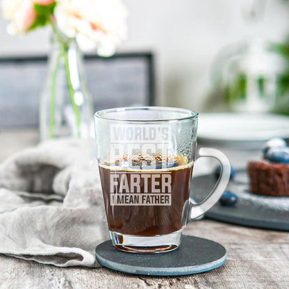 Best Farter I Mean Father Laser Engraved Glass Coffee Mug & Coaster Set for Dad