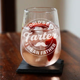 Best Farter I Mean Father Engraved Stemless Gin Glass – Funny Gift for Dad