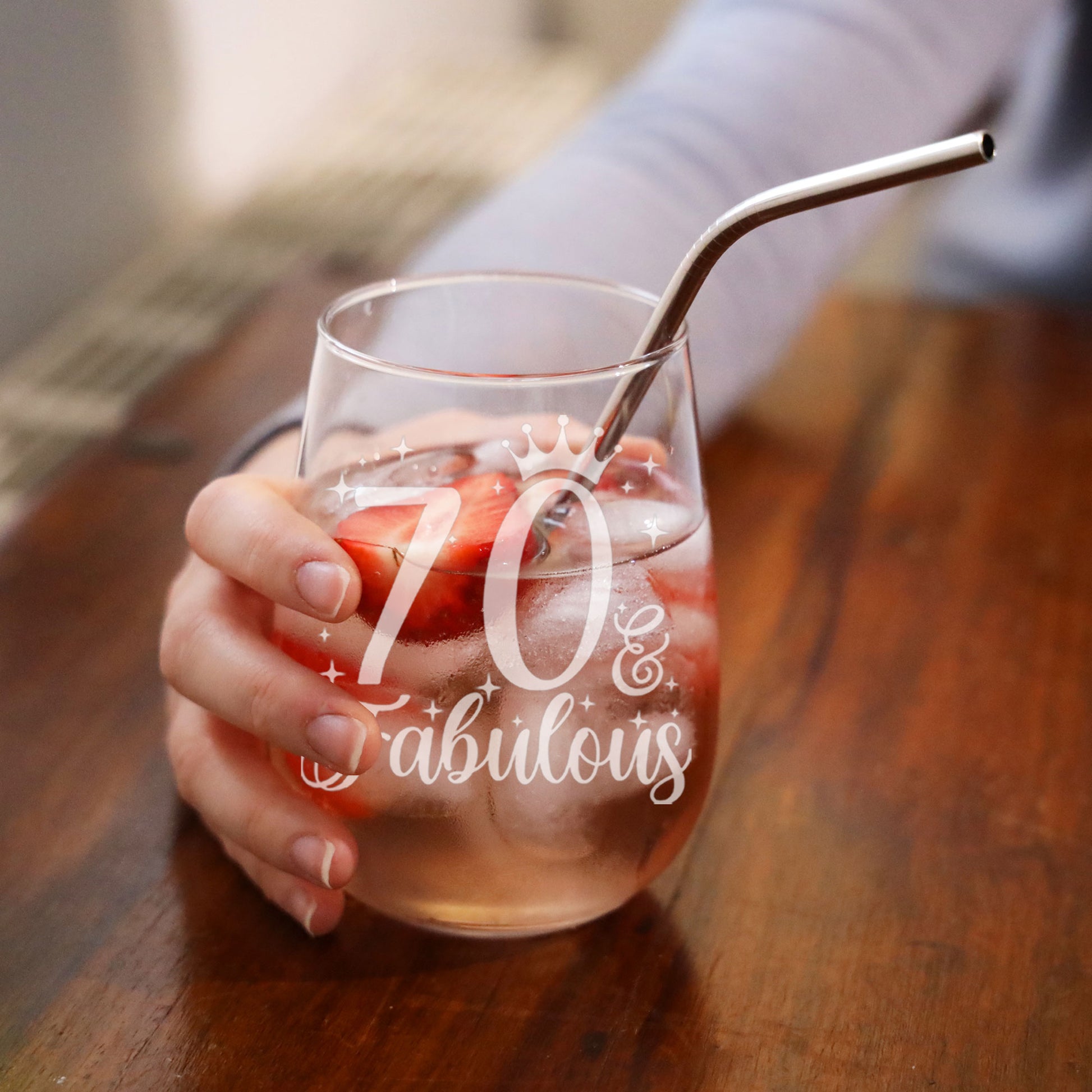 70 & Fabulous Engraved Stemless Gin Glass and/or Coaster Set  - Always Looking Good -   