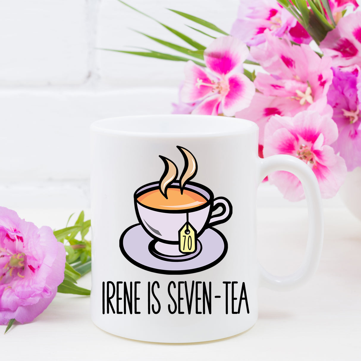 I Am Seven-Tea Personalised 70th Birthday Ceramic Mug – Funny Gift for Tea Lovers