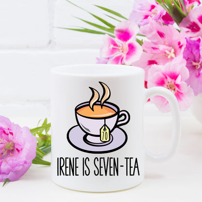 Personalised 70th Birthday Gifts Mug For Tea Lovers “I Am Seven-Tea”