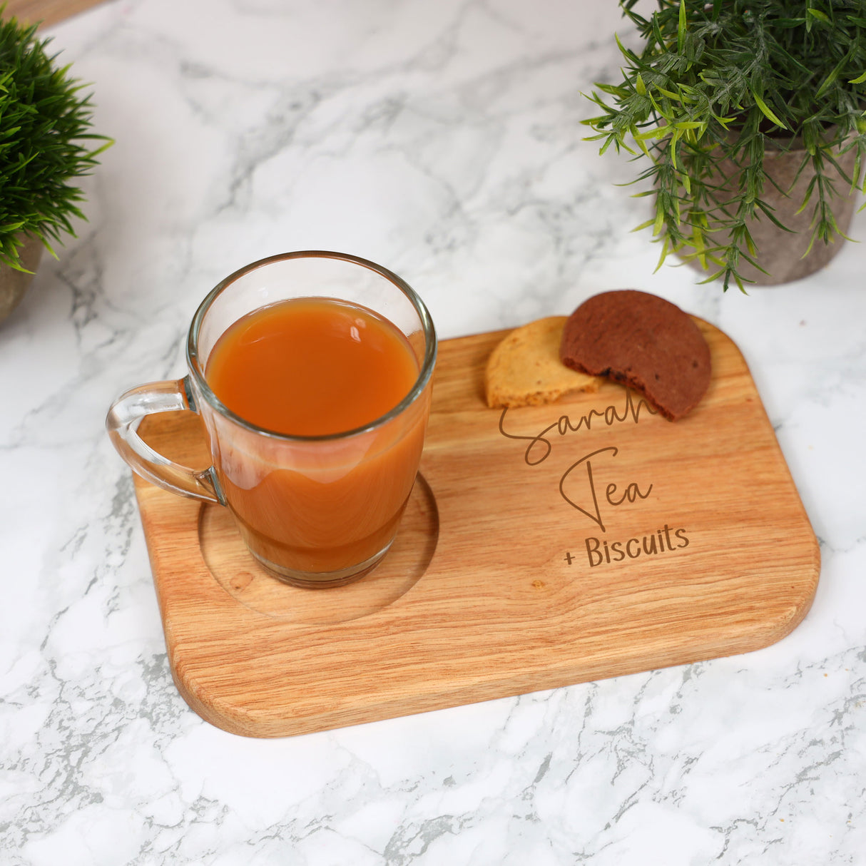 Personalised Tea & Biscuit Engraved Board with Optional Mug
