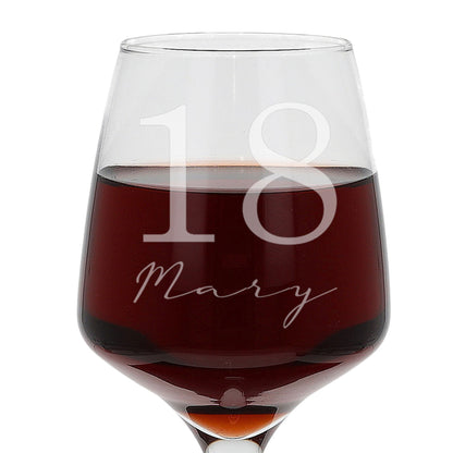 Personalised Age & Name Engraved Wine Glass & Coaster Birthday Gift