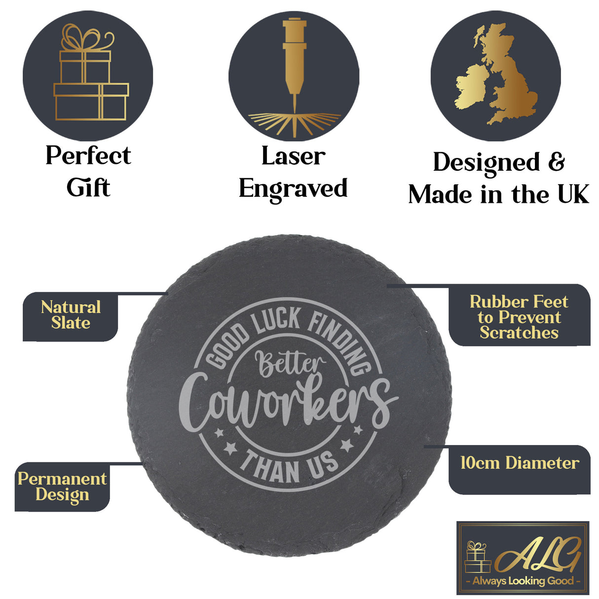 “Better Coworker” Engraved Whisky Glass & Coaster – Coworker Gift
