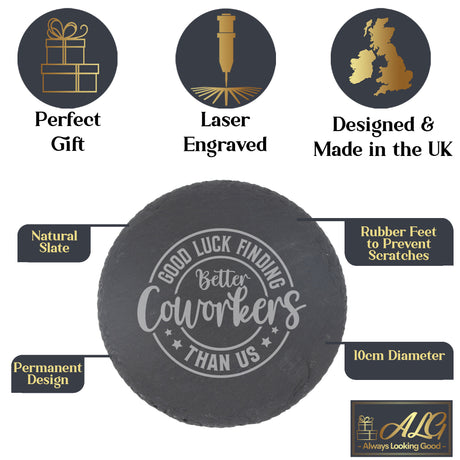 “Better Coworker” Engraved Whisky Glass & Coaster – Coworker Gift
