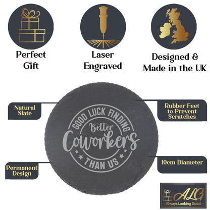 Funny Leaving Gift – Better Coworker Engraved Glass Mug & Slate Coaster