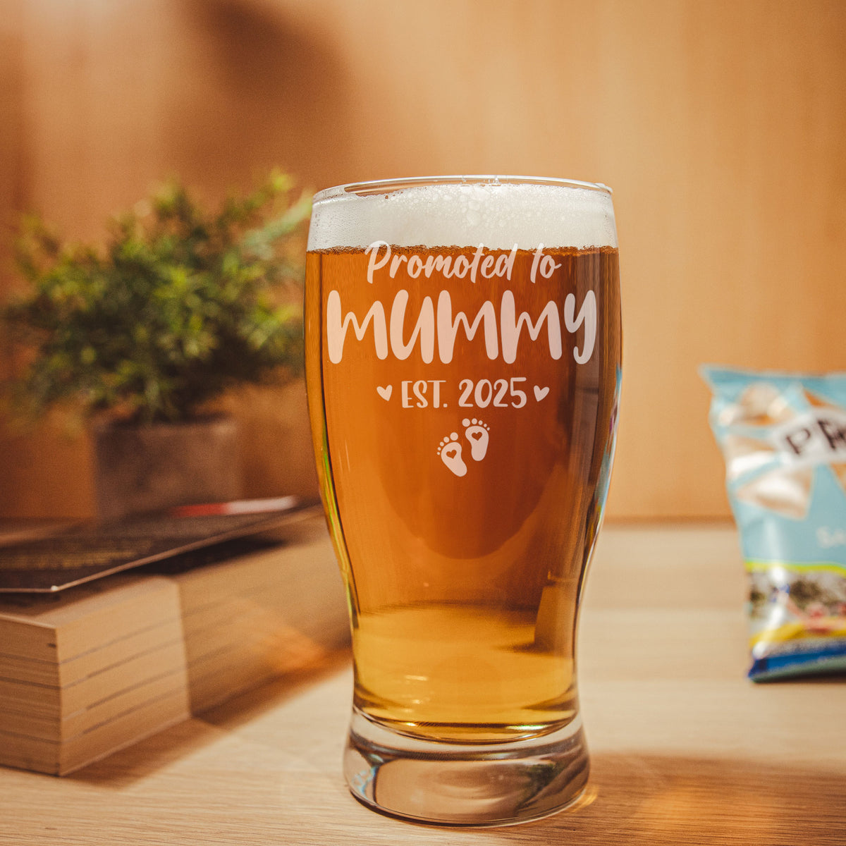 Promoted To Engraved Pint Glass – Baby Announcement Gift