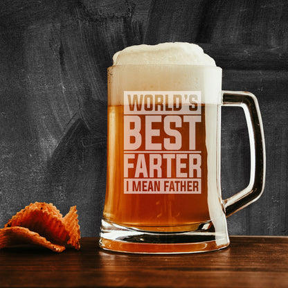 Best Farter I Mean Father Beer Stein Glass & Slate Coaster Gift