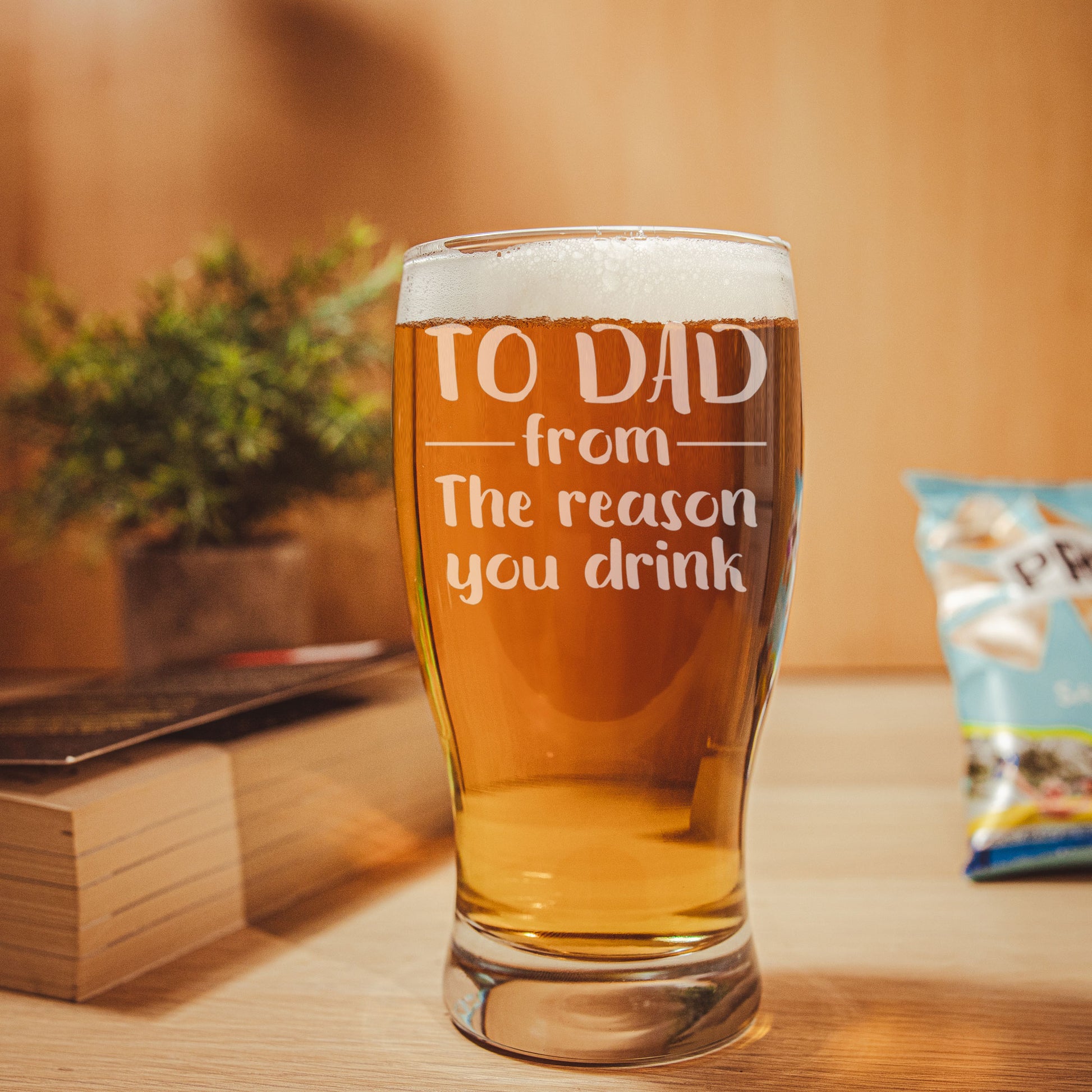 To Dad From The Reason You Drink Engraved Pint Glass  - Always Looking Good -   