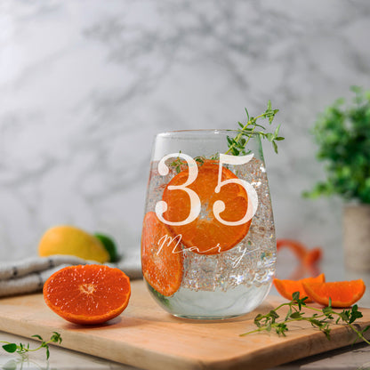 Personalised Gin Glass & Coaster – Engraved Name and Age Birthday Gift