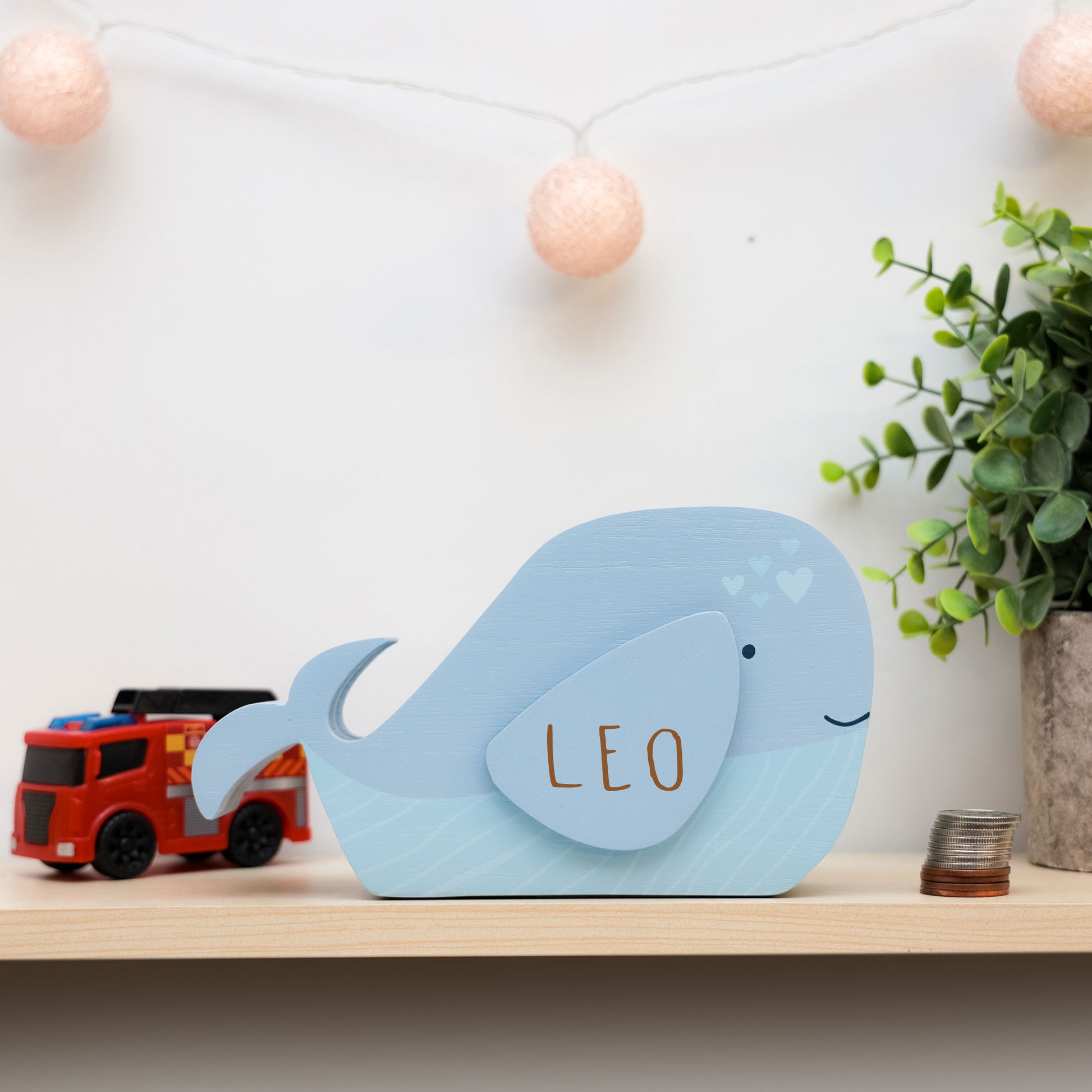 Personalised Engraved Kids Whale Money Box with Name  - Always Looking Good -   