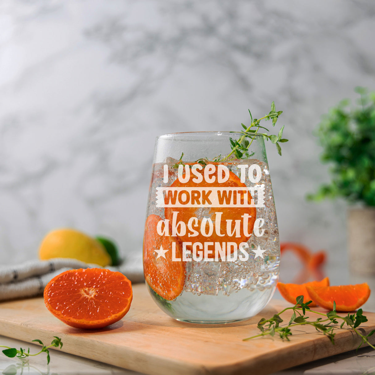 I Used to Work with Absolute Legends Engraved Stemless Gin Glass – Funny Leaving Gift