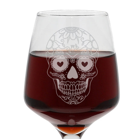Sugar Skull Engraved Halloween Wine Glass  - Always Looking Good -   