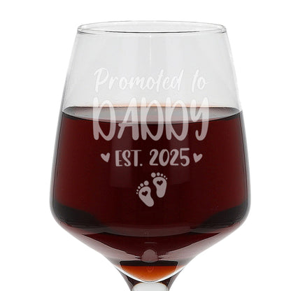 Pregnancy Announcement Gift - “Promoted To...” Engraved Wine Glass