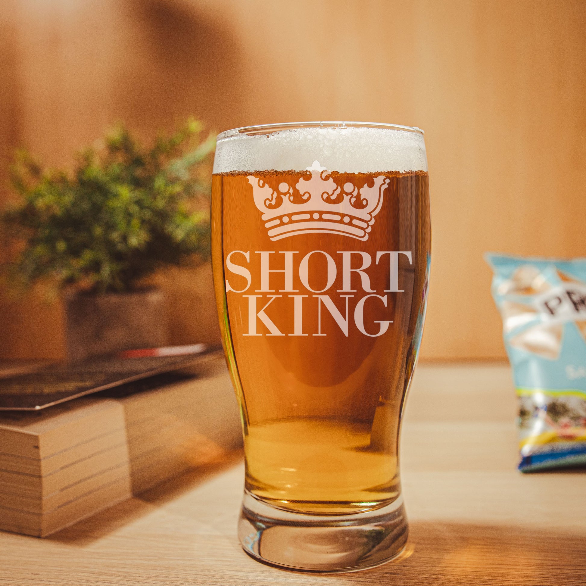 Short King Engraved Pint Glass  - Always Looking Good -   