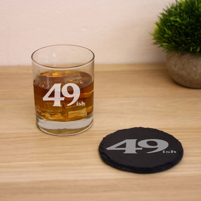 Milestone Birthday Gifts - “ish” Engraved Whisky Glass and/or Coaster Set