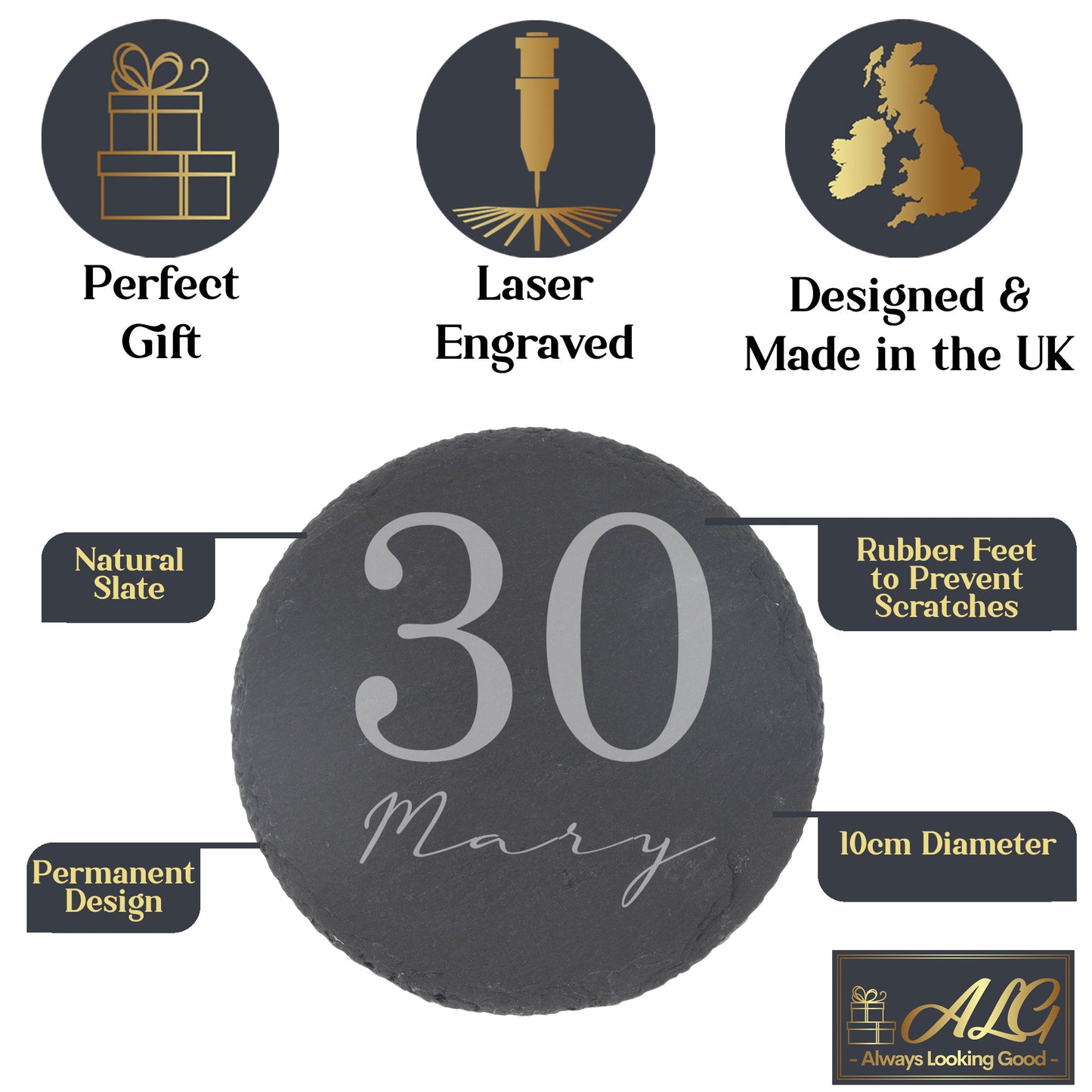 Personalised Gin Glass & Coaster – Engraved Name and Age Birthday Gift