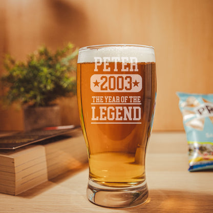 ANY Year Of The Legend Personalised Pint Glass &/or Coaster Set For Birthday  - Always Looking Good -   