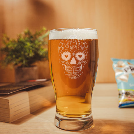 Sugar Skull Engraved Pint Glass For Beer Lovers  - Always Looking Good -   