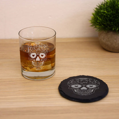 Engraved Sugar Skull Whisky Glass  - Always Looking Good -   