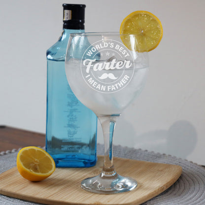 Personalised Goblet Gin Glass & Slate Coaster Set Gift for Dad
