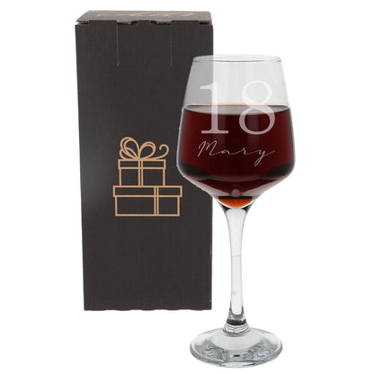 Personalised Age & Name Engraved Wine Glass & Coaster Birthday Gift