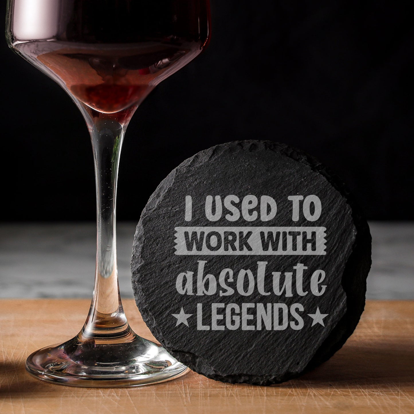 I Used To Work With Absolute Legends Engraved Wine Glass & Coaster -Leaving Gift