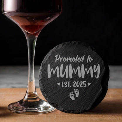 Pregnancy Announcement Gift - “Promoted To...” Engraved Wine Glass