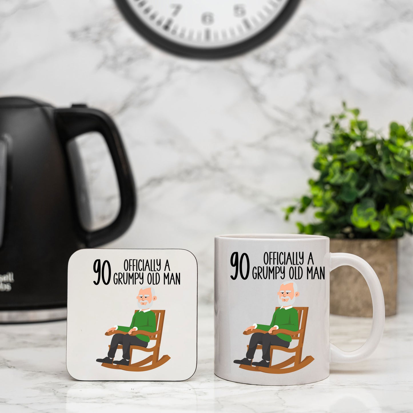 90th Officially A Grumpy Old Man Mug and/or Coaster Gift  - Always Looking Good -   