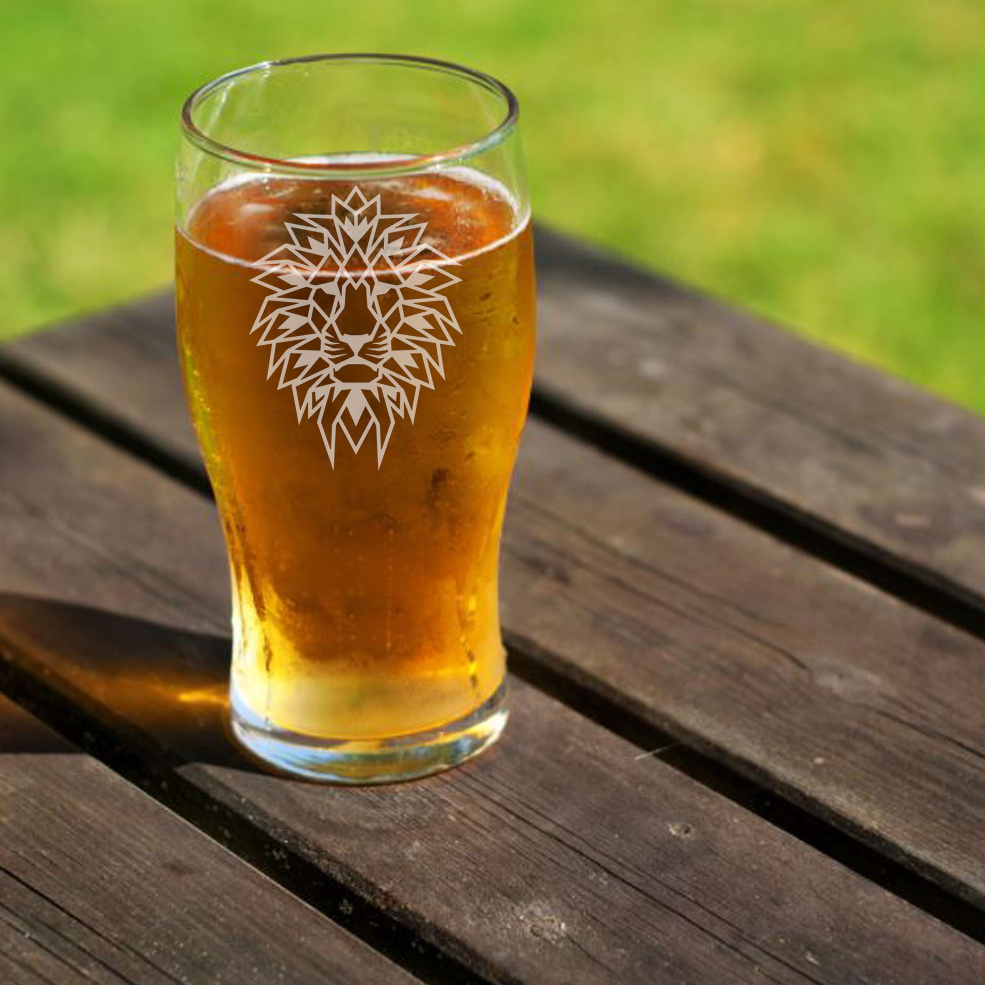 Lion Engraved Personalised Pint Glass  - Always Looking Good -   