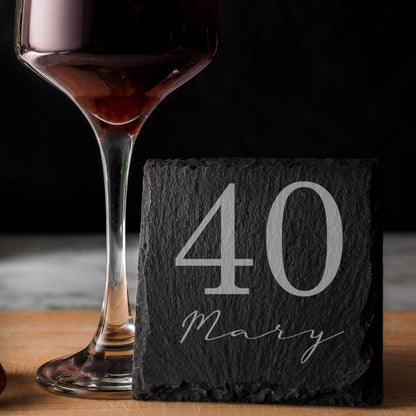 Personalised Gin Glass & Coaster – Engraved Name and Age Birthday Gift