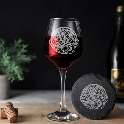 Starsign Zodiac Engraved Wine Glass and/or Slate Coaster for all birthdays