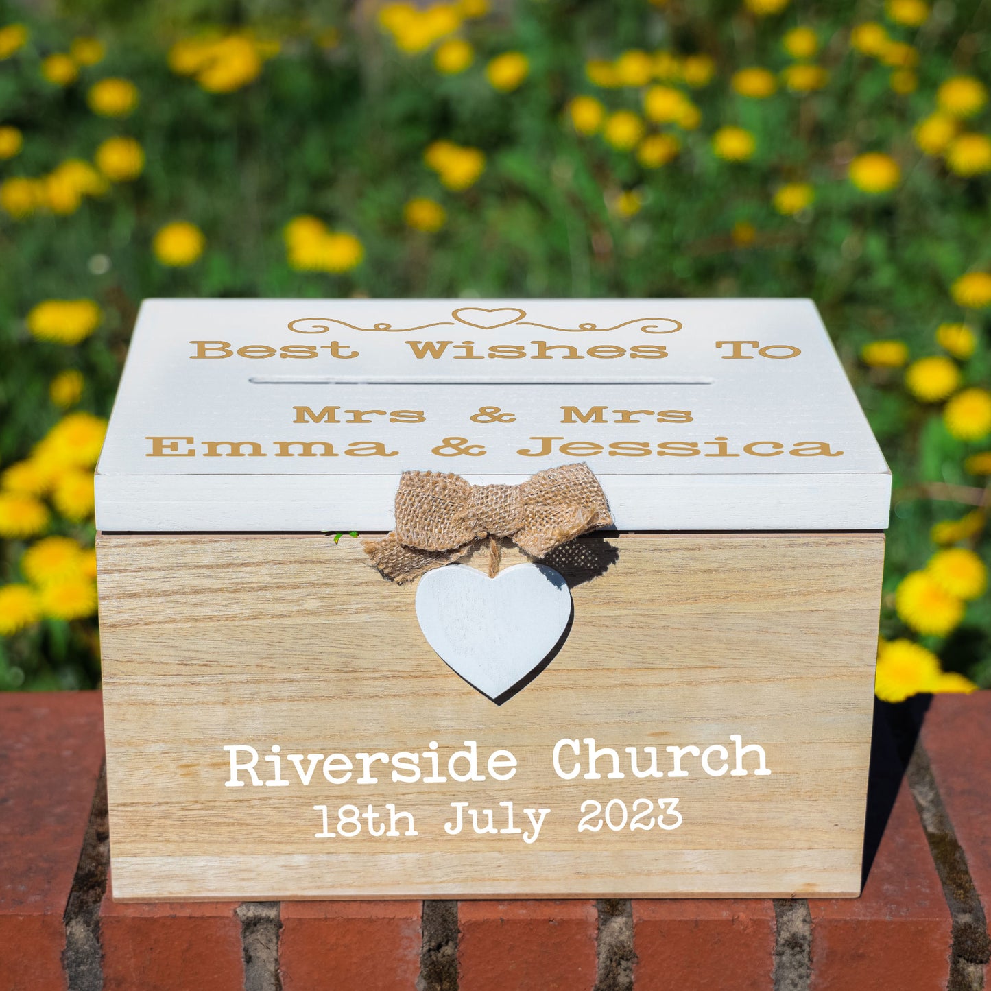 Personalised Gay Wedding Card White & Wooden Memory Box MRS & MRS  - Always Looking Good -   