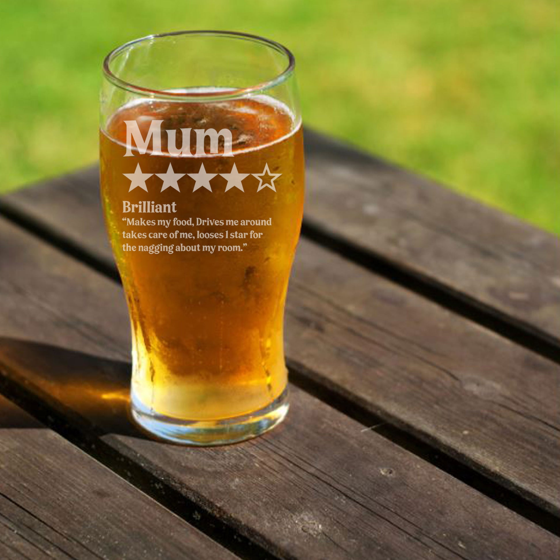 Personalised Novelty 5 Star Review Engraved Pint Glass and/or Coaster Set  - Always Looking Good -   