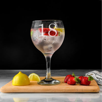 Personalised Engraved Name & Age Gin Glass Gift Set For Birthday Present