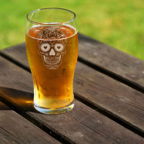 Sugar Skull Engraved Pint Glass For Beer Lovers  - Always Looking Good -   