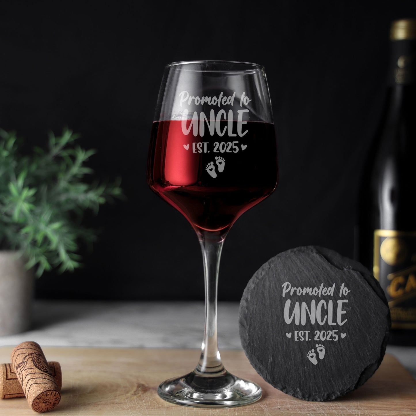 Pregnancy Announcement Gift - “Promoted To...” Engraved Wine Glass