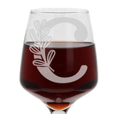 Personalised Floral Monogram Initial Engraved Wine Glass Gift