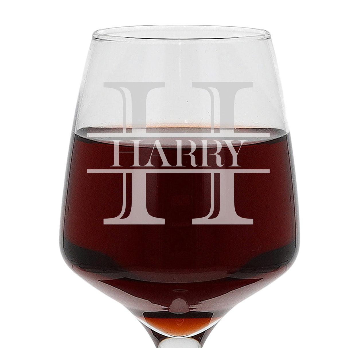 Personalised Split Monogram Engraved Large Wine Glass Birthday Gift