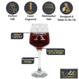 Personalised Split Monogram Engraved Large Wine Glass Birthday Gift